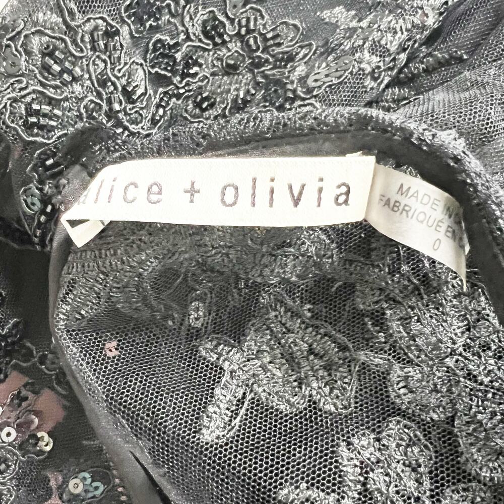 Alice + Olivia Alaina Lace Romper Sequin Black Size 0 - Picture 8 of 11